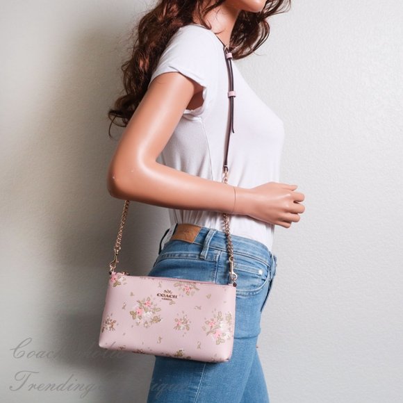 NWT Coach Zip Top Crossbody with Rose Print - Picture 2 of 8